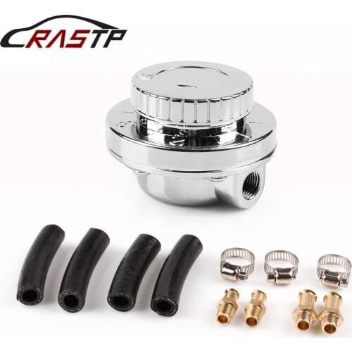 Silver 8mm & 10mm Manual Adjustable Fuel Pressure Regulator Carburettor Carb Aluminum Car Oil Pressure Regulator RS-FRG011