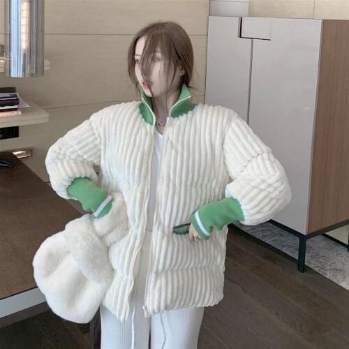 Cotton Padded Corduroy Jacket Women Loose Winter Women Streetwear Cotton Padded Winter Warm Coat Winter White Winter Overcoat