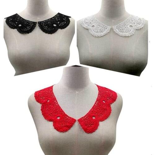 1Pair Milk Silk Lace Shoulder Collar Embroidery Neckline DIY Sewing Applique Edge Handmade Fabric Clothing Accessories Supplies