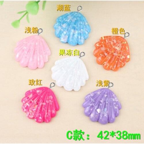 10pcs 38*42MM Mix DIY resin scallop sea shell charms kawaii flatback cabochon craft jewelry making ornament decoration boutique