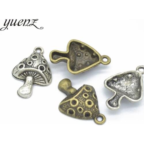 10 pcs Antique Silver Plated Zinc Alloy mushroom Charms Pendants for Jewelry Making DIY Handmade Craft 1929I