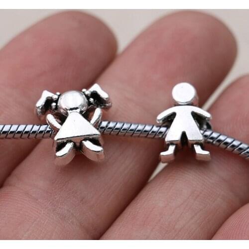 10PCS Silver Plated Boys Girl Beads Fit Pandora Jewelry Making Charm Bracelet DIY Accessories Handmade Craft