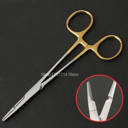 12.5cm gold handle needle holder stainless steel double eyelid surgery tool Jinyan needle clamp insert pincers