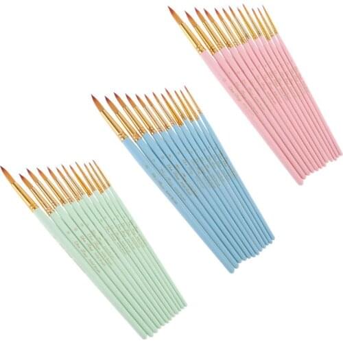 YYDS 12Pcs Round Pointed Spike Tip Oil Painting Brushes Nylon Hair Artists Watercolor Paintbrushes Drawing Pen Tools Set