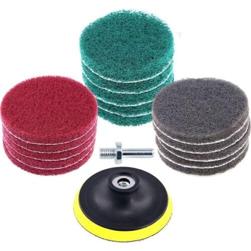 16Pcs 4 Inch Drill Power Brush Tile Scrubber Scouring Pad Cleaning Kit with 4 Inch Disc Pad Holder 3 Different Stiffness