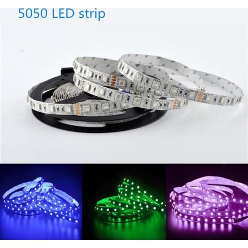 5-10M 5050 LED Strip Light 60LED/Meter Input 12V Safe Tape DIY White Red Blue Green RGBWW Pink Flexible Led Line 3M Sticker