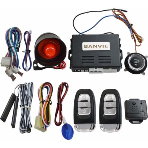 BANVIE PKE Car Security Alarm System with Remote Engine Starter / Start Stop Push Button / Passive Keyless Entry starline