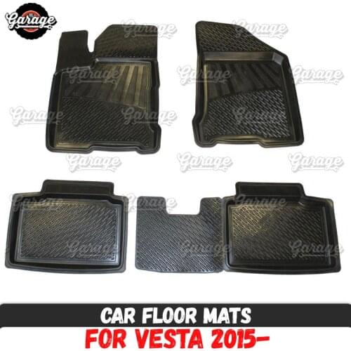 Car floor mats for Lada Vesta 2015- rubber 1 set / 4 pcs or 2 pcs accessories protect of carpet car styling decoration