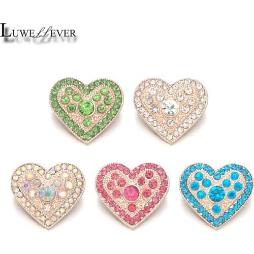 Hot Heart w329 Crystal 3D 18mm Metal Snap Button For Bracelet Necklace Interchangeable Jewelry Women Accessorie Findings