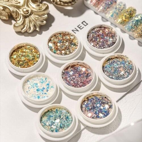 1 Box Nail Art Mixing Glitter Flakes 3D Hexagon Colorful Crystal Spangles Gradient Glitter Polish Manicure Nails Art Decorations