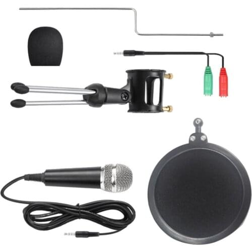 Recording Condenser Microphone Mobile Phone Microphone For Computer Pc Karaoke Mic Holder For 3.5Mm Plug