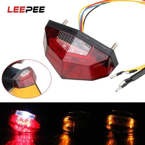 LEEPEE 11 LED Tail Light Motorcycle Signal Indicator Stop Brake Lights Universal Motorbike Blinker Turn Signals Light Amber/Red
