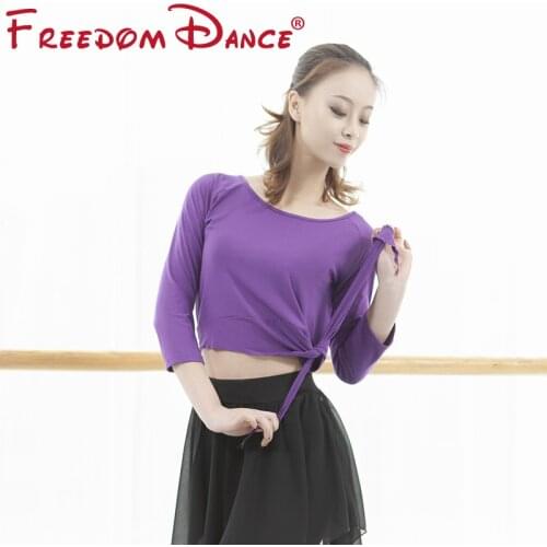Summer Solid Color Simple Training Shirt Ladies Dance Blouse Modern Dance Top Ballet Yoga Dance Shirt Exercise Clothes Xxxl