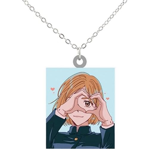 Hot Fashion Jujutsu Kaisen Resin Pendant Alloy Chain Necklace Fushiguro Megumi Cosplay Collar Anime Jewelry Fans Souvenir