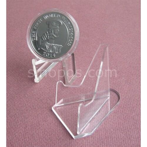 Mini Coin Display Stand 52mm, small acrylic easels for coins casino poker chip badge jewelry crafts gift pen bracket rack holder