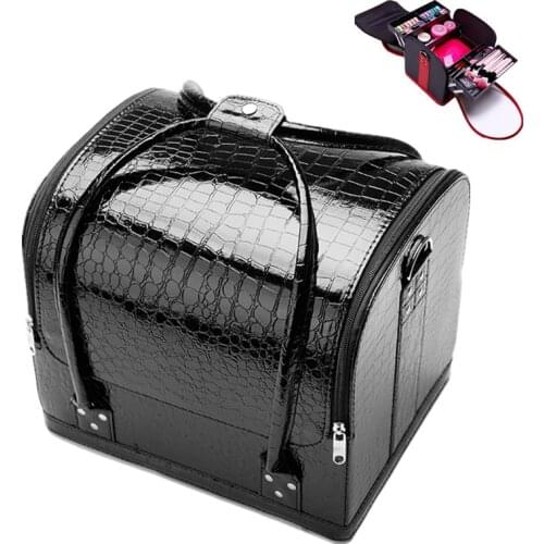 New PU Leather Cosmetic Box Women Professional Multilayer Beauty Tattoos Nail Art Tool Nail polish Makeup Storage Organizer Case