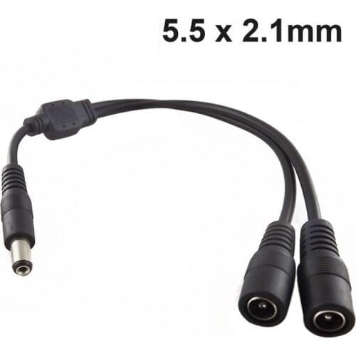 New Arrival 1pc 29cm DC Power Cable 1 Male Plug To 2 Female Jack Cable Splitter Adapter 5.5x2.1mm Mayitr