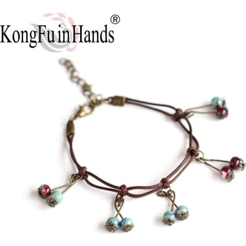 2018Fashion New Listing Jewelry Hot National Retro Small Fresh Fruit Sweet Cherry Lady Charm Original Handmade Ceramic Red Beads