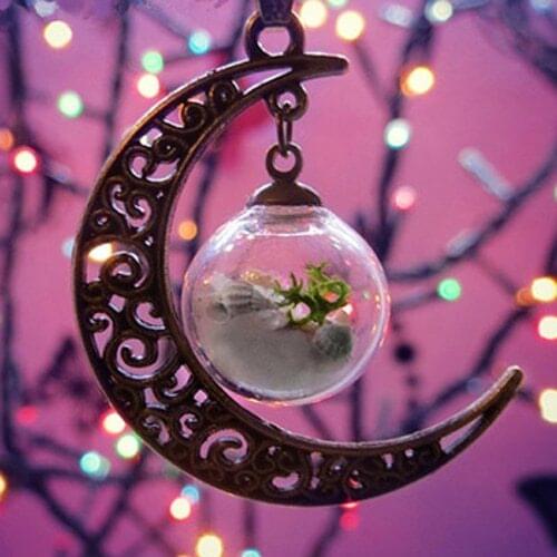 3PCS 16MM Glass Ball Moon Necklace Handmade ball Necklace Glowing Neckalce Glass Wish Bottle Necklaces & Pendants Unisex Jewelry