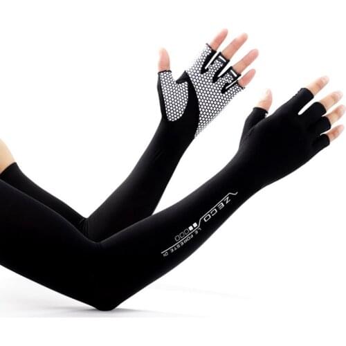 Camouflage Long Sleeves For Men Spring Summer Sunscreen Quick Dry Cycling Cuff Driving Anti-skid Half Finger Arm Ice Silk Gloves