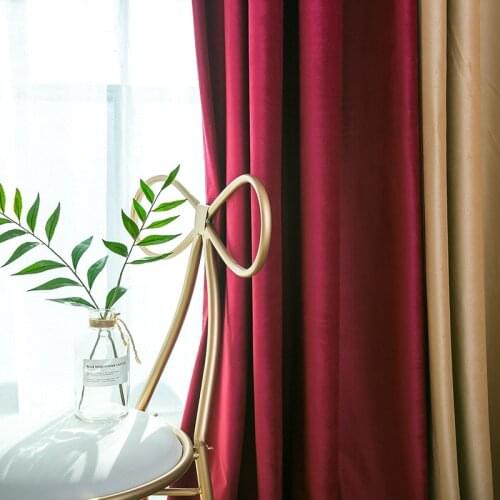 Simple Solid Color Curtains for Living Dining Room Bedroom Stitching Dutch Velvet Curtains Suitable Nordic Style Velvet Curtains