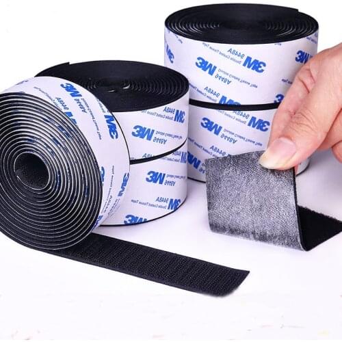 1M Self adhesive velcro tape 3M Glue Hooks and Loops fastener Stickers for Mat Carpet Anti Slip Cable Ties Sewing Accessories