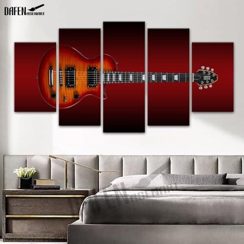 Modern 5 Pieces Wall Artwork Canvas Painting The Cool Guitar Picture Prints for Office Living Room Decoratives Ready to Hang