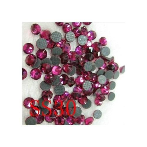 SS30 6.4-6.6mm, 288pcs/Bag Fushia DMC HotFix FlatBack Rhinestones,machine cut iron-on garment crystal stone part
