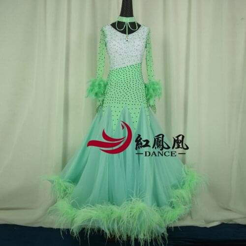 Standard Ballroom Dress Women New Of 2018 Custom Made High-necked Long Sleeved Waltz Ballroom Dance Competition Dresses