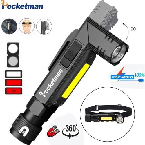 15000LM Handfree Tactical Flashlight Dual Fuel 90 Degree Twist Rotary Clip Rechargeable Super Bright 5 Modes LED Torch Outdoor