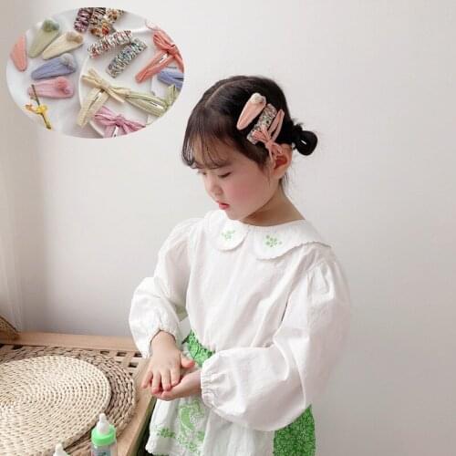 3 Piece Hair Clips Baby Girls Hair Accessories Print Pleated Hair Pins Butterfly Hair Grips Barrettes Kids Hair Wear Headdress