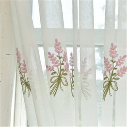 High Grade Linen Floral Crewel Embroidered Window Curtain Bedroom Window Panels Drapes Voile Curtains For Living Room Finished