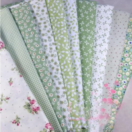 Green Floral Grid Cotton Fabric By Meter Diy Handmade Cloth Sewing Craft Home Textile Fabrics Patchwork Quilting Tissue