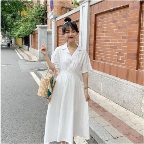 Summer Spring Women Dot Printed Maxi Dress 2020 Casual Pleated Three Quarter Sleeve Party Dress Plus Size Retro Dress Vestidos