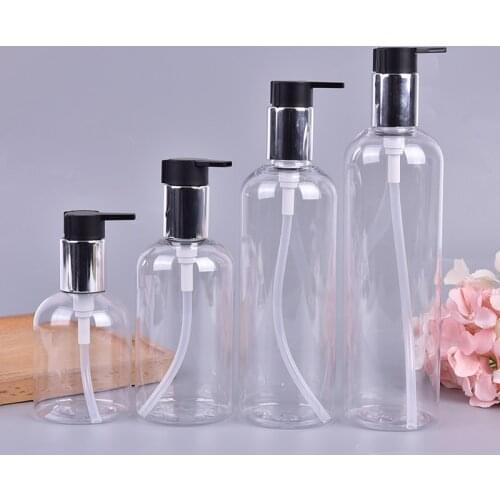 1Pcs 150/200/250/350/400/500ml Shampoo Lotion Liquid Soap Pump Dispenser Storage Clear Bottle Container