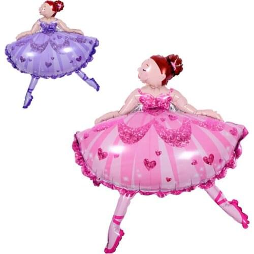 1pcs 85cm*110cm Lovely Ballet Dancing Girl Foil Balloons Kids Baby Girl Birthday Party Wedding Decorations air balloon Globos