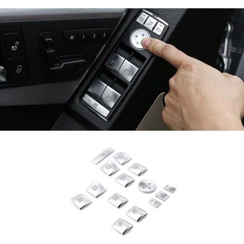 For Mercedes Benz A B C E CLA GLK GLA GLE Class W204 W212 W166 G500 14pcs Car Door Window Glass Lift Switch Button Cover Trim