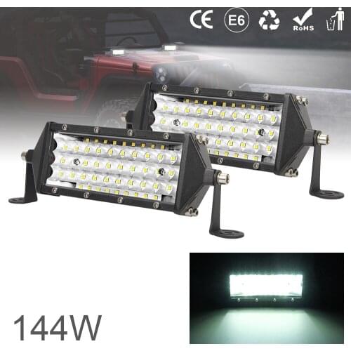 Universal 2pcs 5 Row 8 Inch 144W LED Light Bar Waterproof Off Road Driving Led Work Light Bar Combo Beam for Car Tractor Trucks