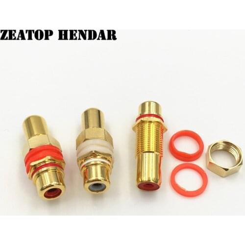 20Pcs Gold plated RCA Female to Female Coupler Joiner Jack Straight F / F Socket with Screw Washer Audio Speaker Connector
