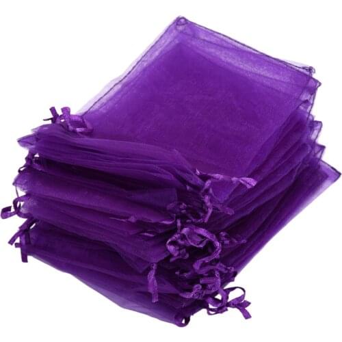 30 PCS Gift Bag Purple Organza Jewelry Pouch