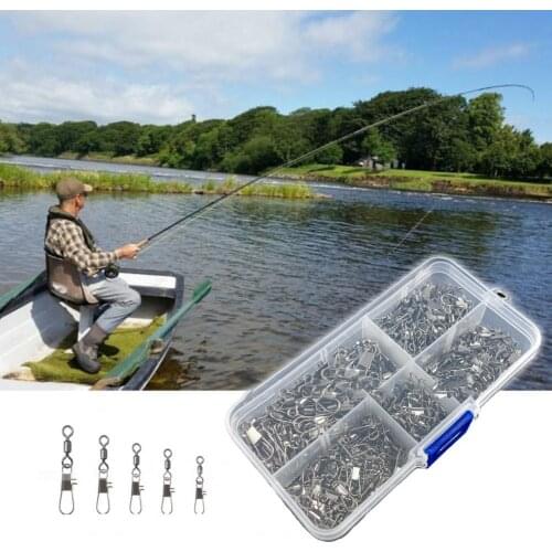 300PCS/box Fishing Accessories Connector Pin Bearing Rolling Swivel Stainless Steel Snap Fishhook Lure Swivels Tackle