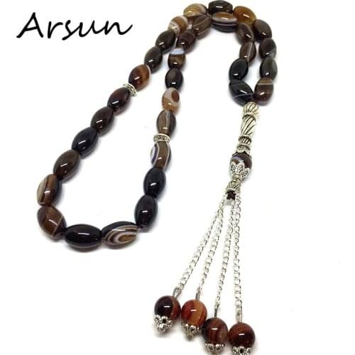 8MM*12MM Mens Muslim 33 Prayer Beads Islamic Allah Prayer Rosary Tesbih Islam Misbaha Free Shipping