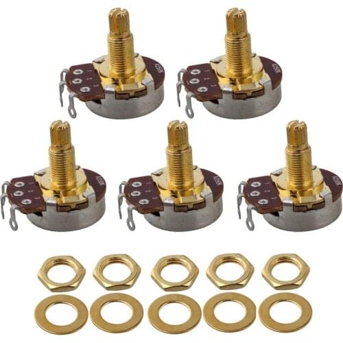 A250k 24mm Base Dia18mm Gold Plated Shaft Potentiometer For Guitar Pack of 5