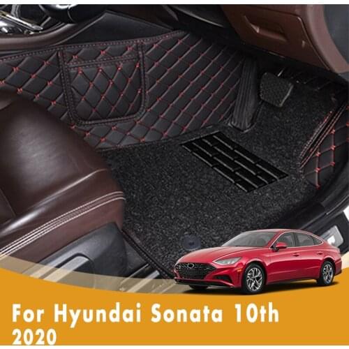 RHD Car Floor Mats For Hyundai Sonata 10th 2020 Luxury Double Layer Wire Loop Car Accessories Decoration Custom Carpets Covers