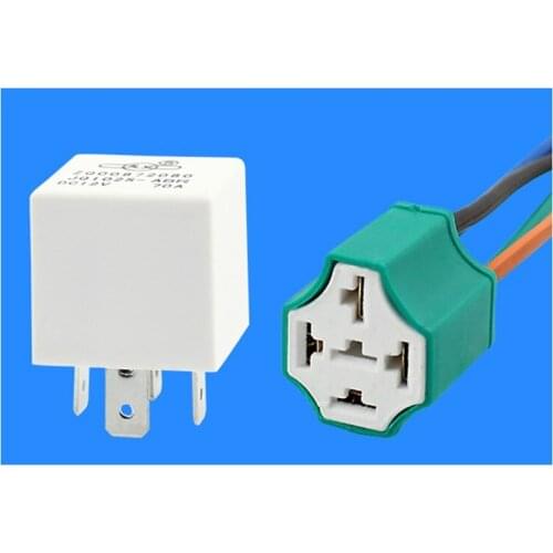 Car relays 12v 24v 4pin 5pin Automotive Relay with Green Ceramic Wiring Harness Socket