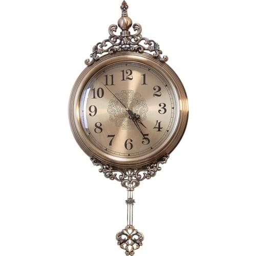 Vintage Luxury Wall Clock Silent Digital Pendulum Antique Kitchen Wall Clock Metal Classic Rustic Reloj Pared Home Decor AD50WC
