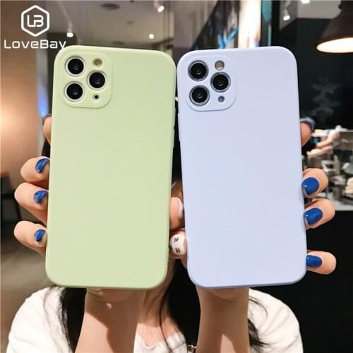 Lovebay Candy Color Square Phone Case For iPhone 11 Pro Max SE 2020 XR XS Max X 7 8 6 6S Plus Soft TPU Camera Protection Fundas