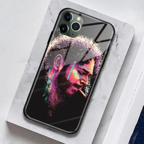 Post Malone Soft Silicone Tempered Glass For iPhone SE 6s 7 8 Plus X XR XS 11 Pro Max Phone Case Cover Shell