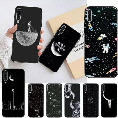 Space Moon astronaut Phone Case For Samsung A40 A50 A71 A8 A10 S7 S8 S10 S20 Fe note 10 plus