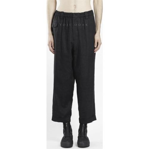 Black linen trousers casual straight leg pants original trendy brand